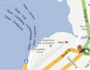 Oban visitor centre and train station map