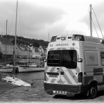 Ambulance waiting by the quayside