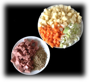 Corned beef stew - prepared ingredients