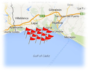 Pot Buoys in the gulf of Cadiz (Google Maps)