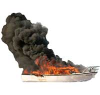 Burning pleasure boat